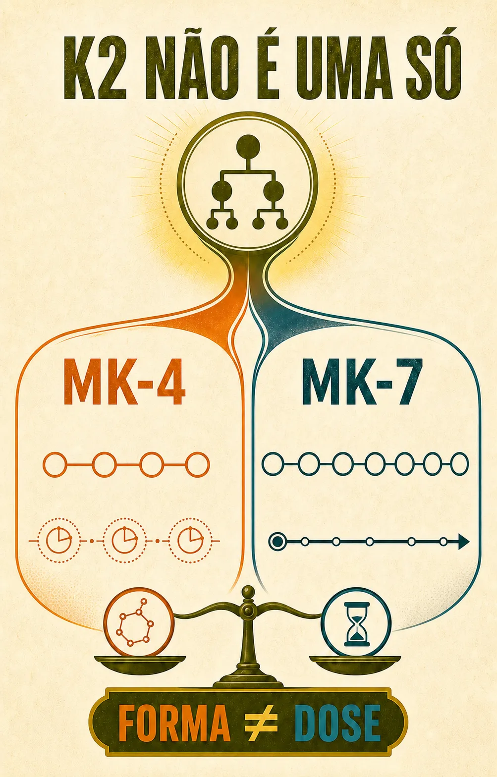Infográfico compara MK-4 e MK-7 e destaca que forma não é dose